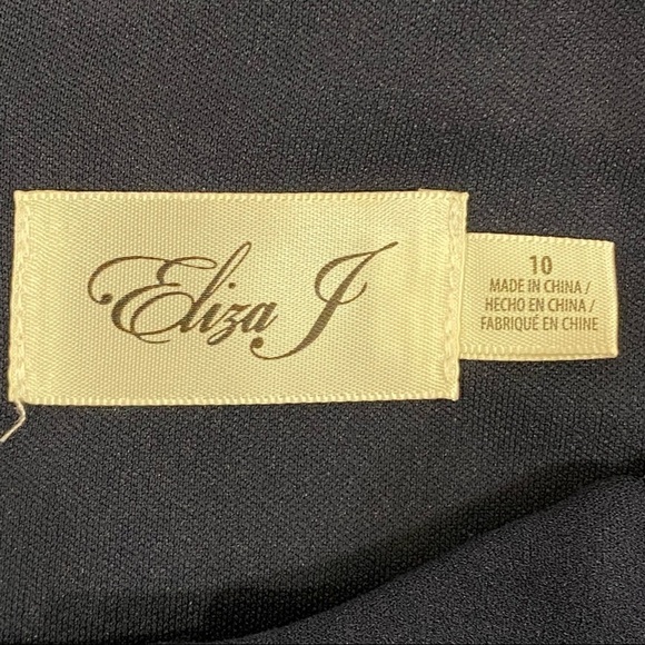 Eliza J Ruffle Shoulder Cocktail Dress Navy Scuba Crepe Wedding Evening Party - Picture 12 of 14